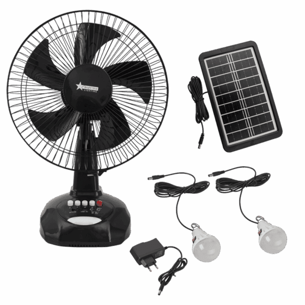 Brightstar FAN024 BLACK 12” Rechargeable Oscillating Table Fan