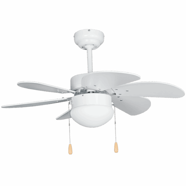 Brightstar FCF083 WHITE Metal Ceiling Fan with Opal Glass
