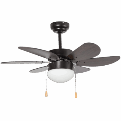 Brightstar FCF084 BLACK Metal Ceiling Fan with Opal Glass