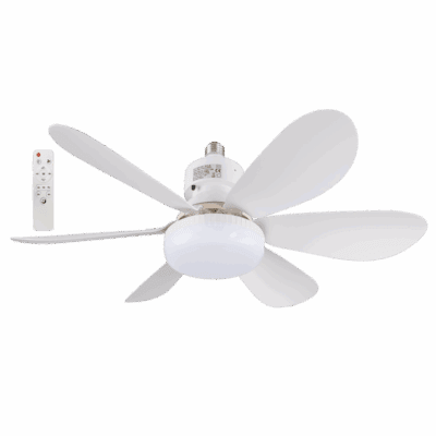 Brightstar FCF090 WHITE Mini Plastic Ceiling Fan with Light and Remote Control