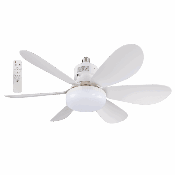 Brightstar FCF090 WHITE Mini Plastic Ceiling Fan with Light and Remote Control