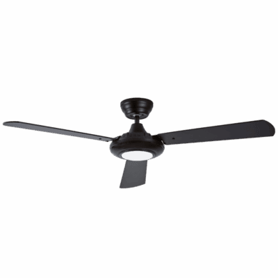 Brightstar FCF091 BLACK Metal Ceiling Fan with 3 MDF Black and Brown Reversible Blades, 50” (127cm)