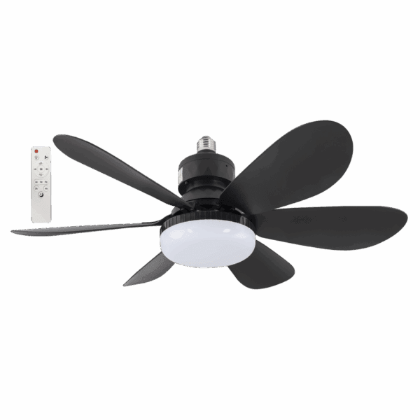 Brightstar FCF104 BLACK Mini Plastic Ceiling Fan with Light and Remote Control