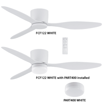 Brightstar FCF122 WHITE Ceiling Fan with Remote (Excludes Light)
