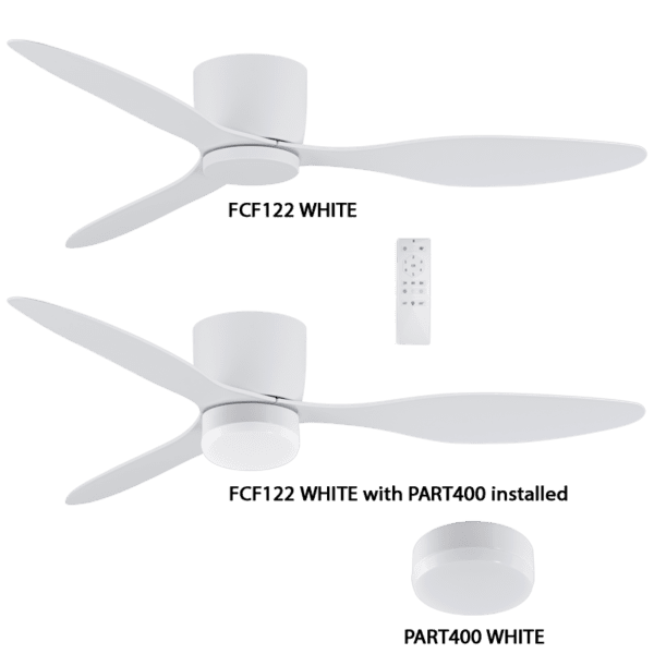 Brightstar FCF122 WHITE Ceiling Fan with Remote (Excludes Light)