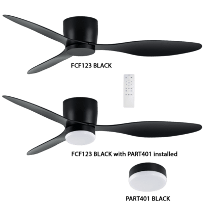 Brightstar FCF123 BLACK Ceiling Fan with Remote (Excludes Light)