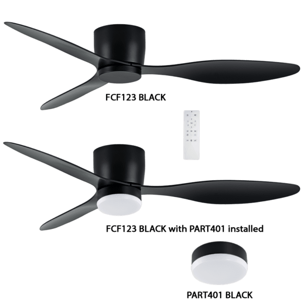 Brightstar FCF123 BLACK Ceiling Fan with Remote (Excludes Light)