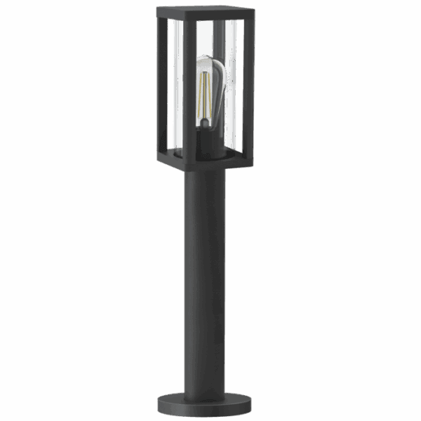 Brightstar LFL027 MATT BK Aluminium Standing Lantern with Clear Glass
