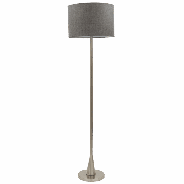 Brightstar SL037 SC Satin Chrome Standing Lamp with Grey Fabric Shade