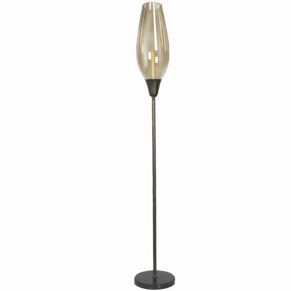 Brightstar SL081 COGNAC Metal Floor Lamp with Cognac Colour Glass