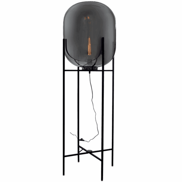 Brightstar SL082 SMOKE Metal Floor Lamp with Smoke Colour Glass
