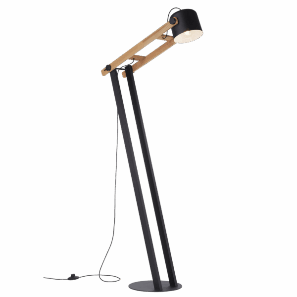 Brightstar SL414 BLACK Metal and Wood Standing Lamp