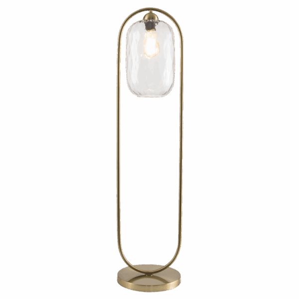 Brightstar SL422 BRASS Metal Floor Lamp with Clear Wavy Glass and On/Off Foot Switch