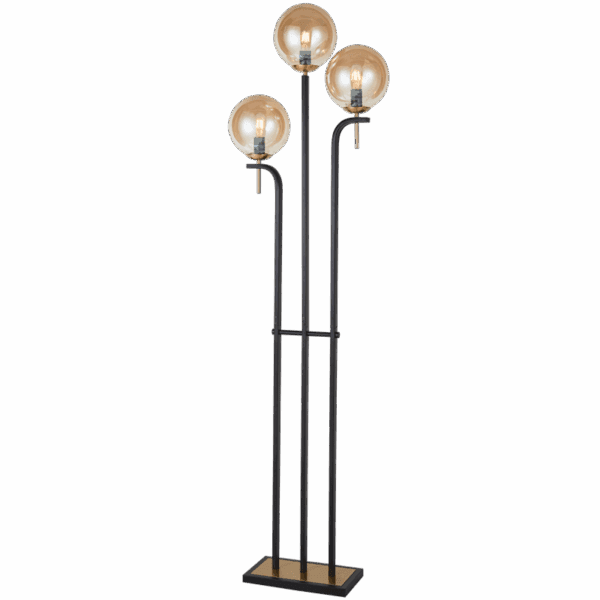 Brightstar SL423 AMBER Metal Floor Lamp with Amber Glass and On/Off Foot Switch