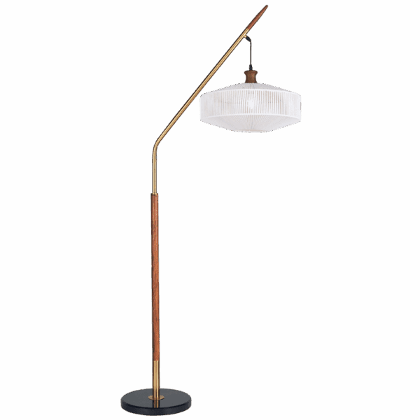 Brightstar SL429 GD Metal, Wood Finish and Hemp Rope Standing Lamp with Black Marble Base