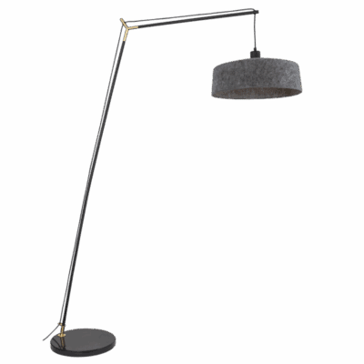 Brightstar SL430 BK Metal and PET Floor Lamp with Marble Base and Grey Felt Shade