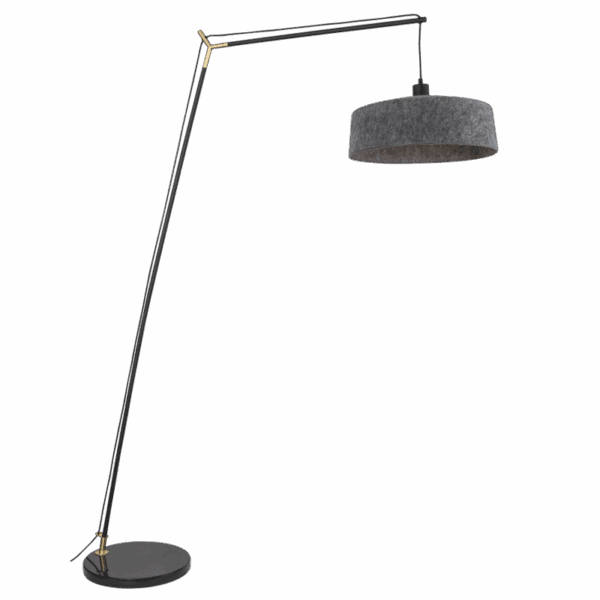 Brightstar SL430 BK Metal and PET Floor Lamp with Marble Base and Grey Felt Shade