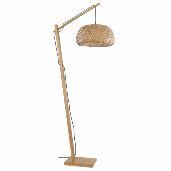 Brightstar SL431 WD Wood and Metal Floor Lamp with Bamboo Shade