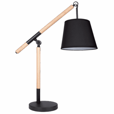 Brightstar TL141 BK Metal and Wood Table Lamp with Black Fabric Shade
