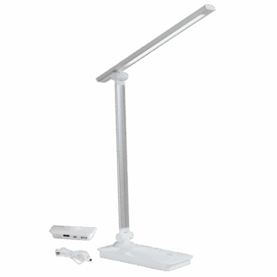 Brightstar TL183 SV LED, Aluminium, Metal and Plastic Desk Lamp with Moveable Arm and USB Port