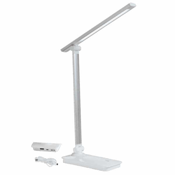 Brightstar TL183 SV LED, Aluminium, Metal and Plastic Desk Lamp with Moveable Arm and USB Port