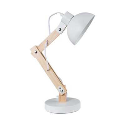 Brightstar TL193 WH Metal and Wood Desk Lamp