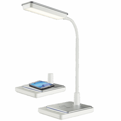 Brightstar TL627 WH LED QI Wireless Mobile Charger LED Desk Lamp with Touch Sensor Switch, 3 Colour Temperatures and Dimmer Switch