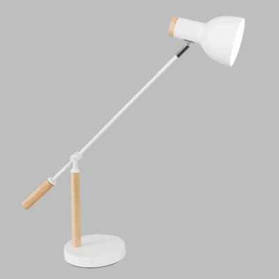 Brightstar TL669 WH Metal and Wood Table Lamp, Adjustable Height, IP20