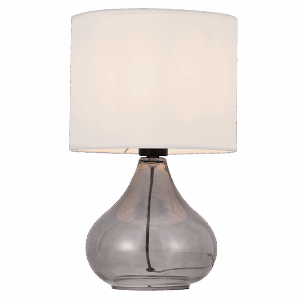 Brightstar TL674 BEIGE Smoke Colour Glass Table Lamp with Beige Shade