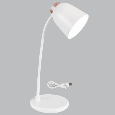 Brightstar TL689 WH Rechargeable LED Table Lamp with Flexi Arm and Touch Control, USB Cable
