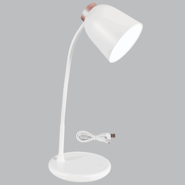 Brightstar TL689 WH Rechargeable LED Table Lamp with Flexi Arm and Touch Control, USB Cable