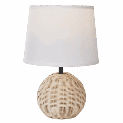 Brightstar TL696 RATTAN Rattan Base with White Fabric Shade