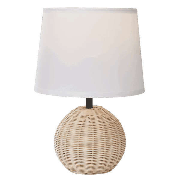 Brightstar TL696 RATTAN Rattan Base with White Fabric Shade