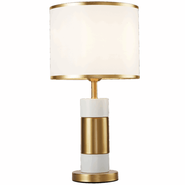 Brightstar TL697 WH/GD Metal Table Lamp with White Shade