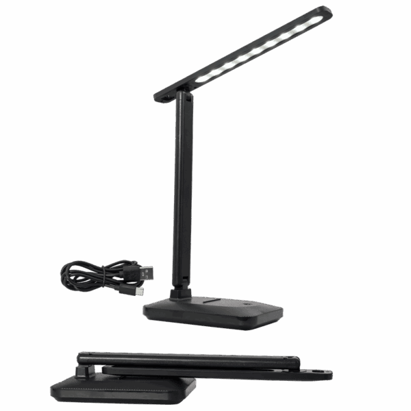 Brightstar TL701 BK Multi-functional Rechargeable Folding Desk Lamp with Touch Switch and USB Cable