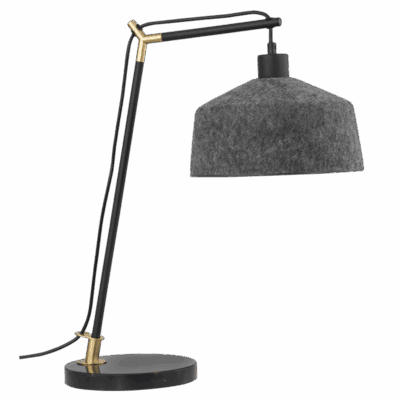 Brightstar TL841 BLACK Metal and PET Table Lamp with Marble Base and Grey Felt Shade