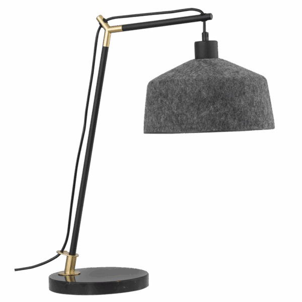 Brightstar TL841 BLACK Metal and PET Table Lamp with Marble Base and Grey Felt Shade
