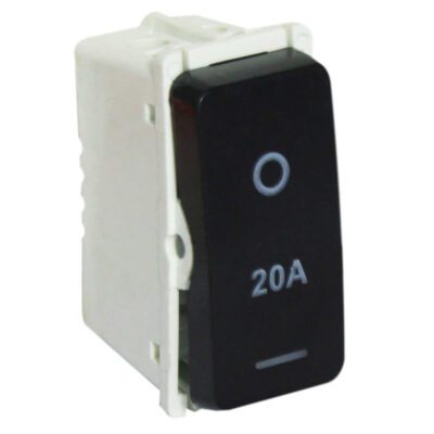 VETi 1 - 20 Amp Double Pole Switch - Black Modular
