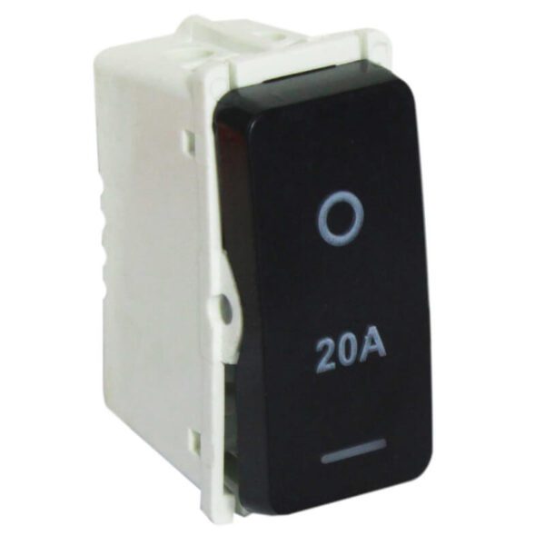 VETi 1 - 20 Amp Double Pole Switch - Black Modular