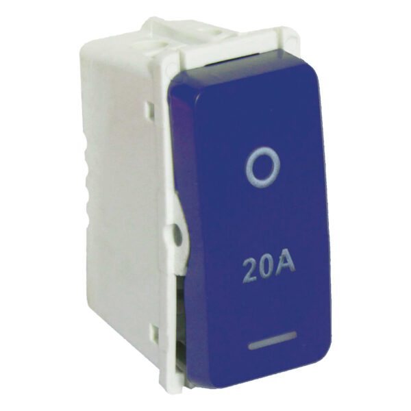 VETi 1 - 20 Amp Double Pole Switch - Blue Modular