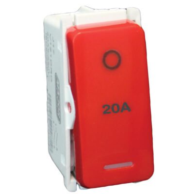 VETi 1 - 20 Amp Double Pole Switch - Red Modular