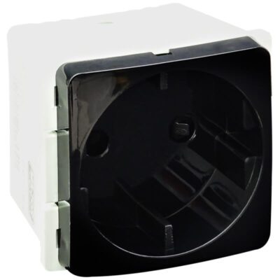 VETi 1 - 16A Schuko Socket Outlet - Black Modular