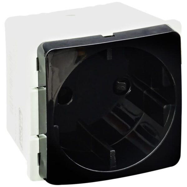 VETi 1 - 16A Schuko Socket Outlet - Black Modular