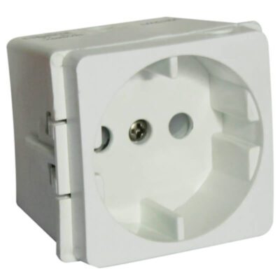 VETi 1 - 16A Schuko Socket Outlet - White Modular