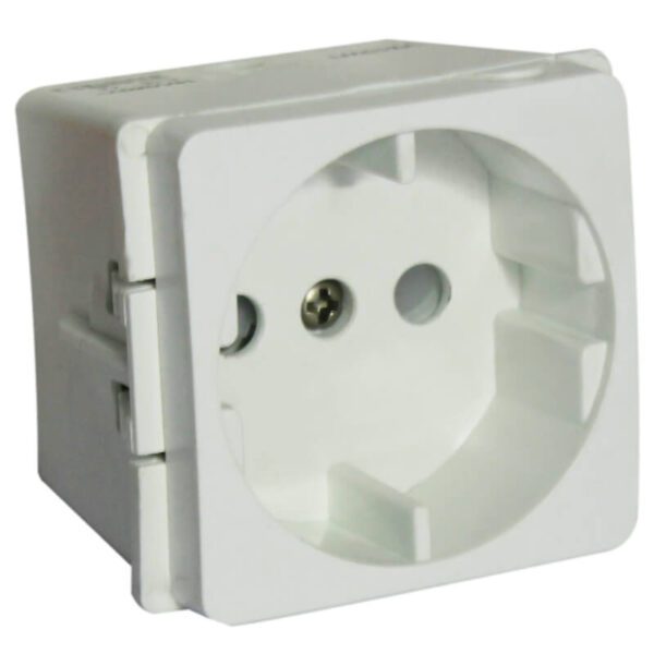 VETi 1 - 16A Schuko Socket Outlet - White Modular