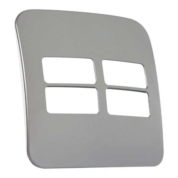 VETi 1 - Four Single Module Horizontal Cover Plate White Trim - Silver Modular