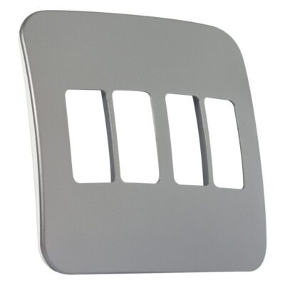 VETi 1 - Four Single Module Vertical Cover Plate White Trim - Silver Modular