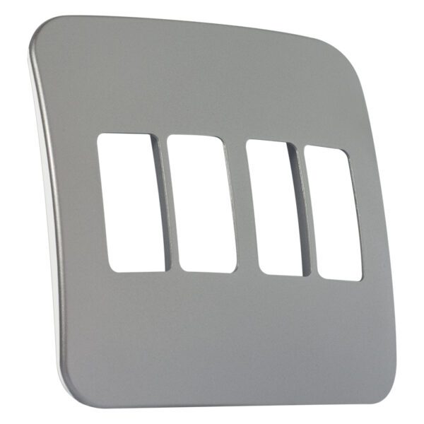 VETi 1 - Four Single Module Vertical Cover Plate White Trim - Silver Modular