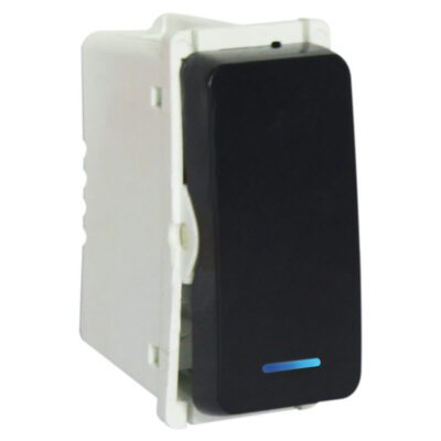 VETi 1 - One-Way Socket Switch (1 Module) with Indicator - Black Modular