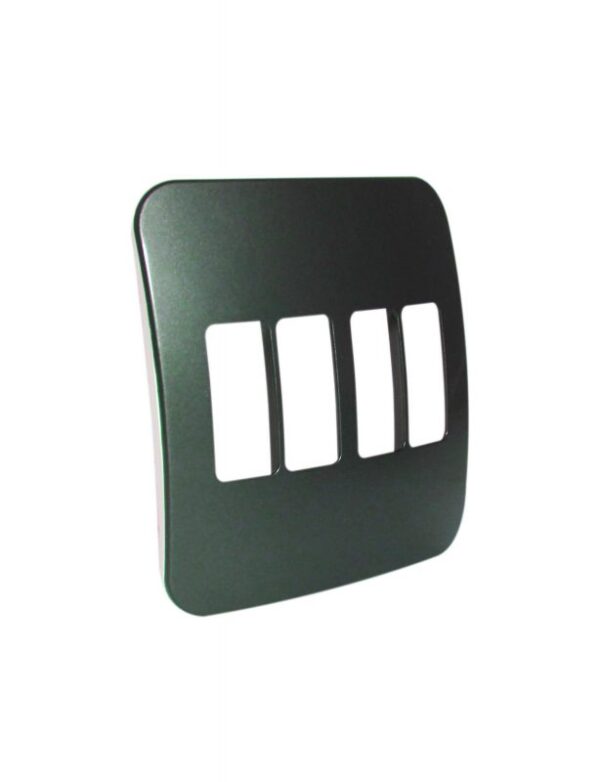 VETi 1 - Four Single Module Vertical Cover Plate Black Trim - Gun Metal Modular